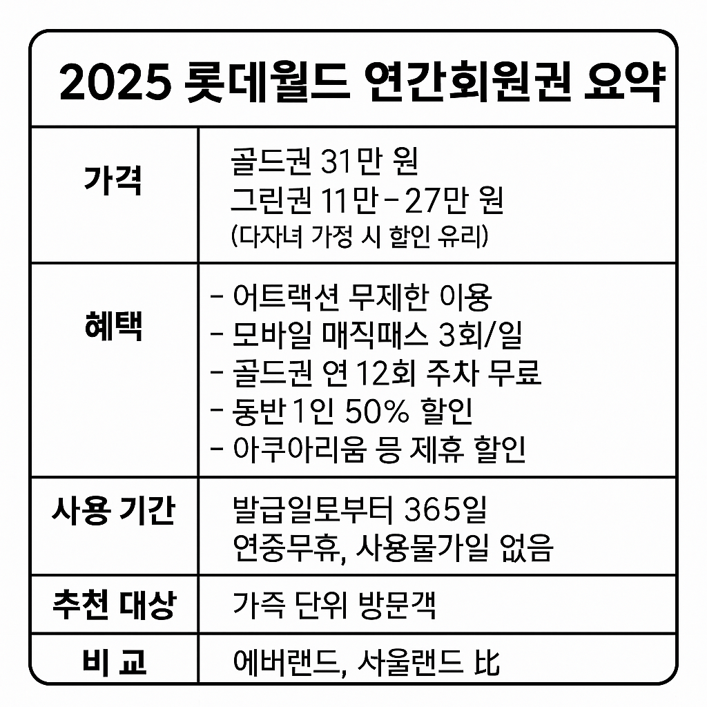 2025 롯데월드 연간회원권 총정리! 가족 나들이용으로 최고일까?